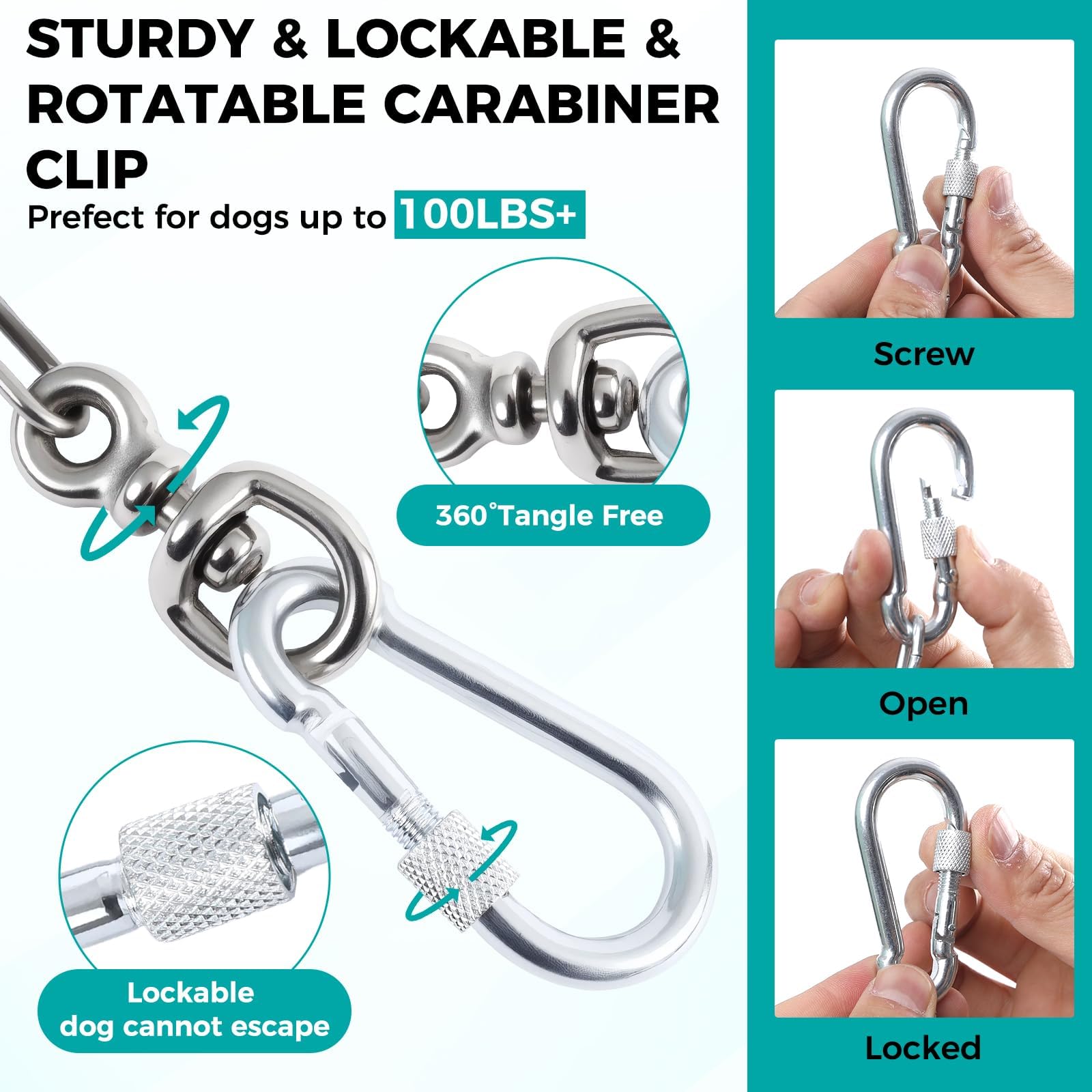 Libbipaw dog chain with 360-degree swivel hook prevents tangles during unrestricted outdoor play.