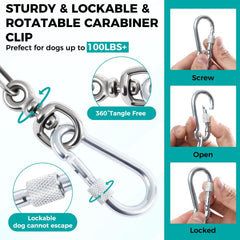 Libbipaw dog chain with 360-degree swivel hook prevents tangles during unrestricted outdoor play.