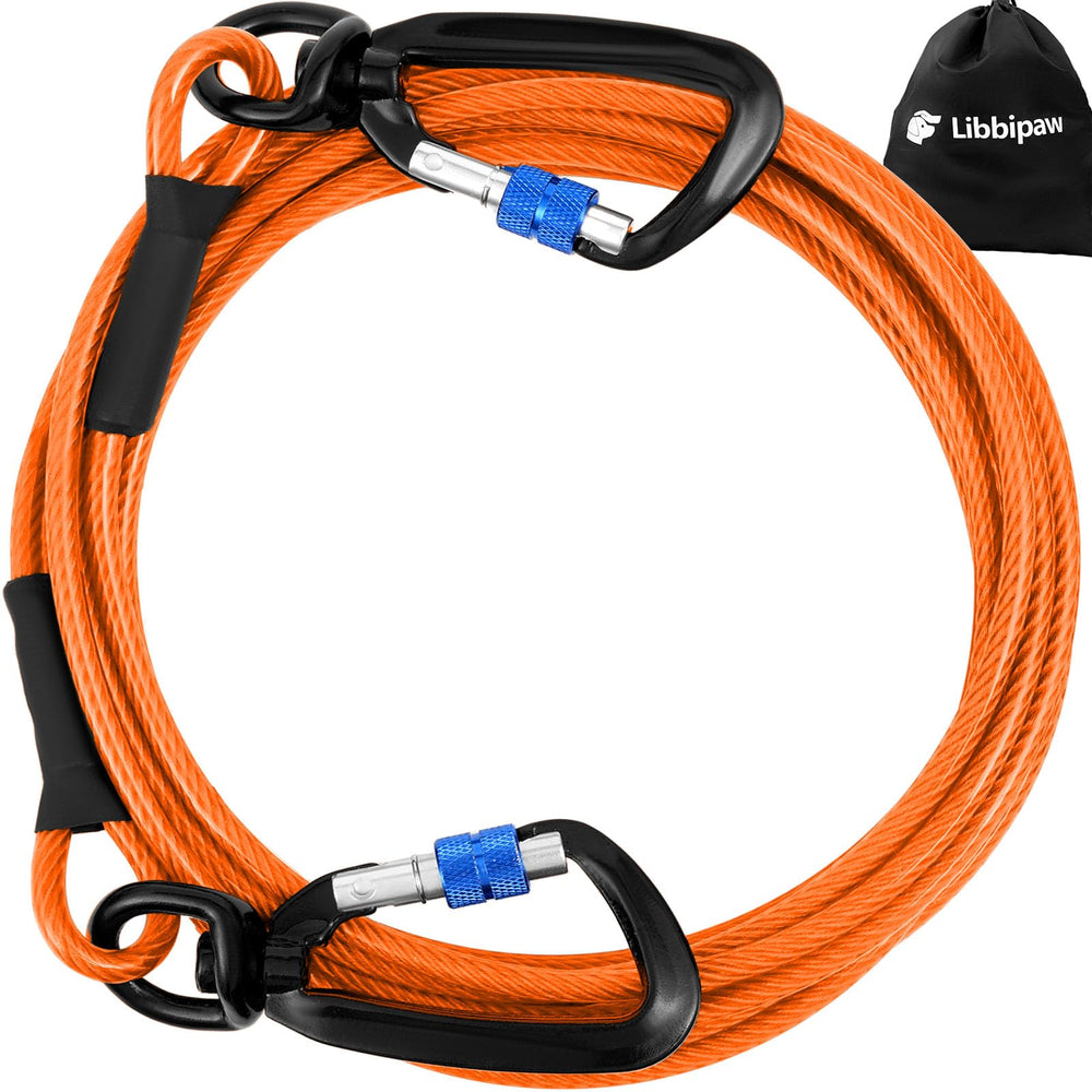 Libbipaw dog tie-out cable 10ft orange helps keep large dogs secure in yard or campsite.
