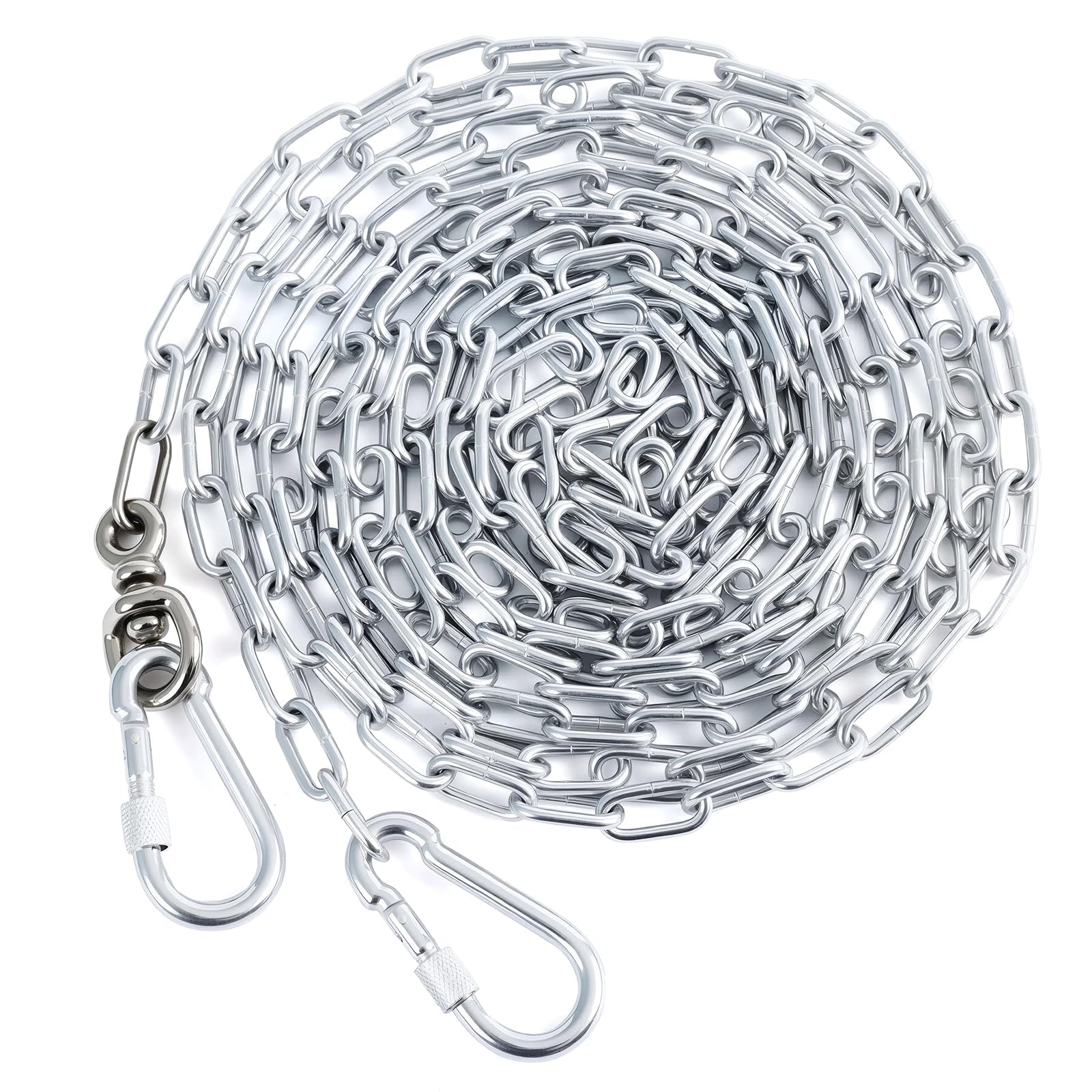 Libbipaw heavy-duty 10ft galvanized dog chain yard setup provides secure outdoor tethering for dogs up to 100 lbs.