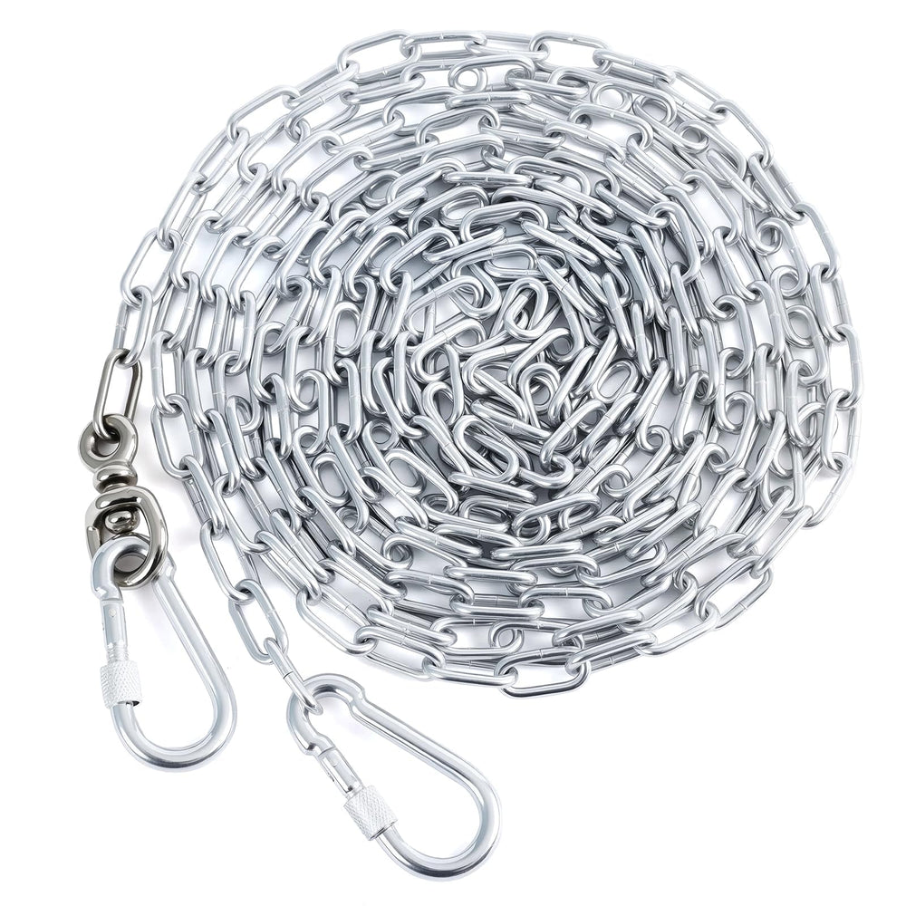 Libbipaw heavy-duty 10ft galvanized dog chain yard setup provides secure outdoor tethering for dogs up to 100 lbs.