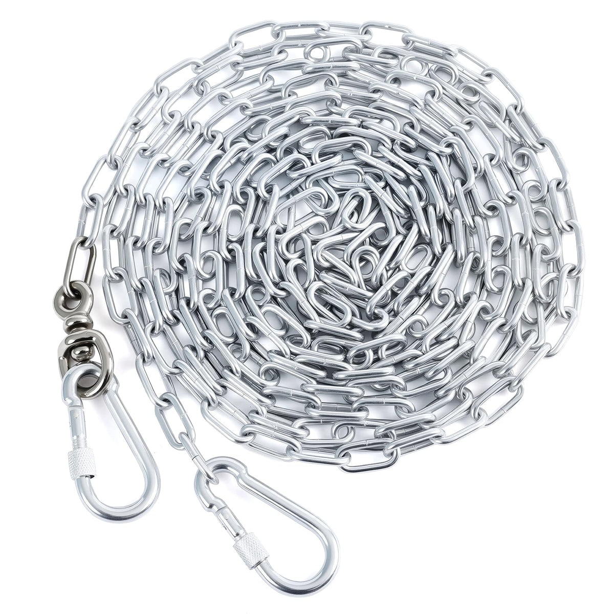 Libbipaw heavy-duty 10ft galvanized dog chain yard setup provides secure outdoor tethering for dogs up to 100 lbs.
