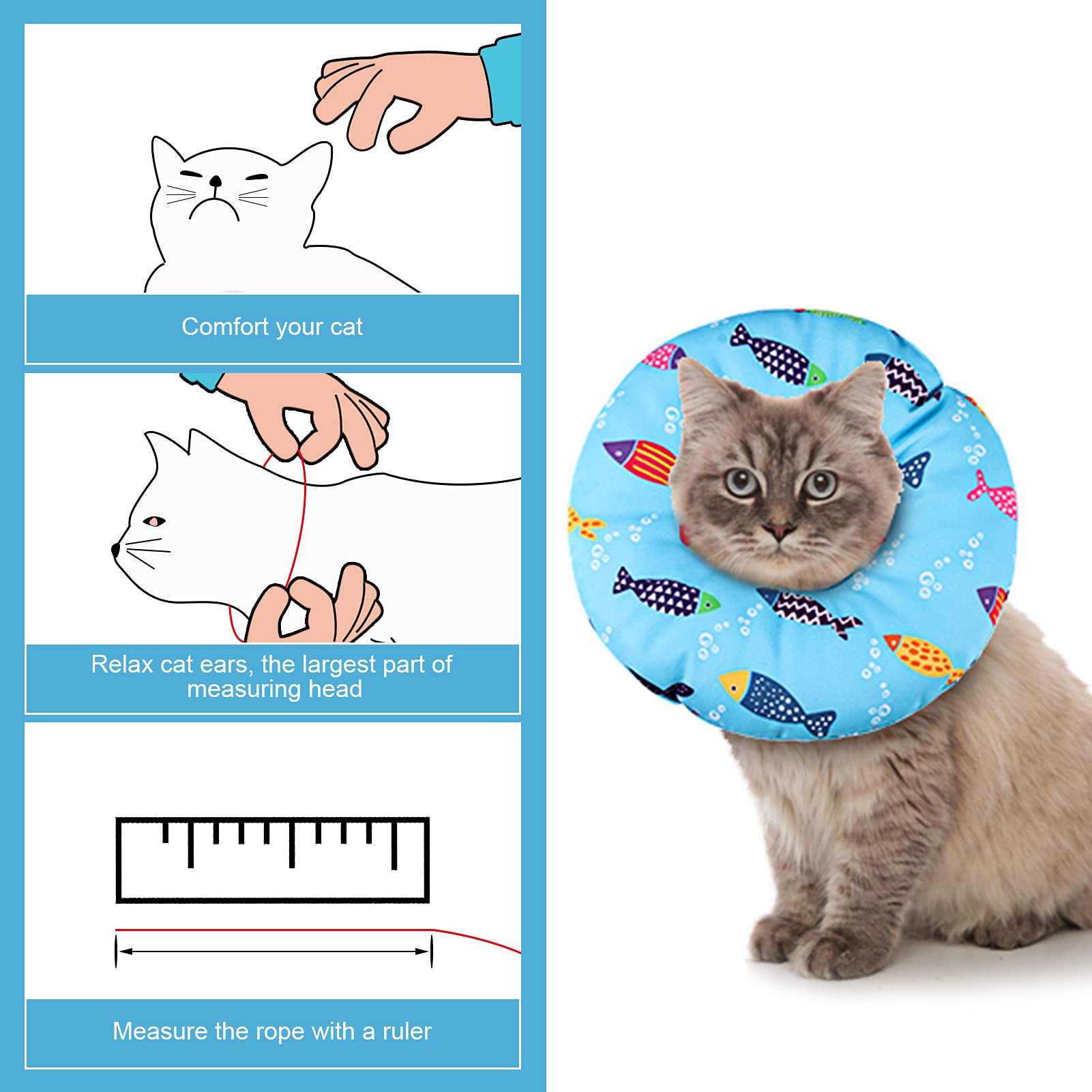 Libfrnt cat cone collar easy wear shows unobstructed vision and daily activity