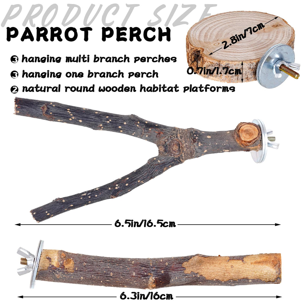 Libiline easy-install perch demonstrates secure in-cage attachment with bolts and wing nuts.