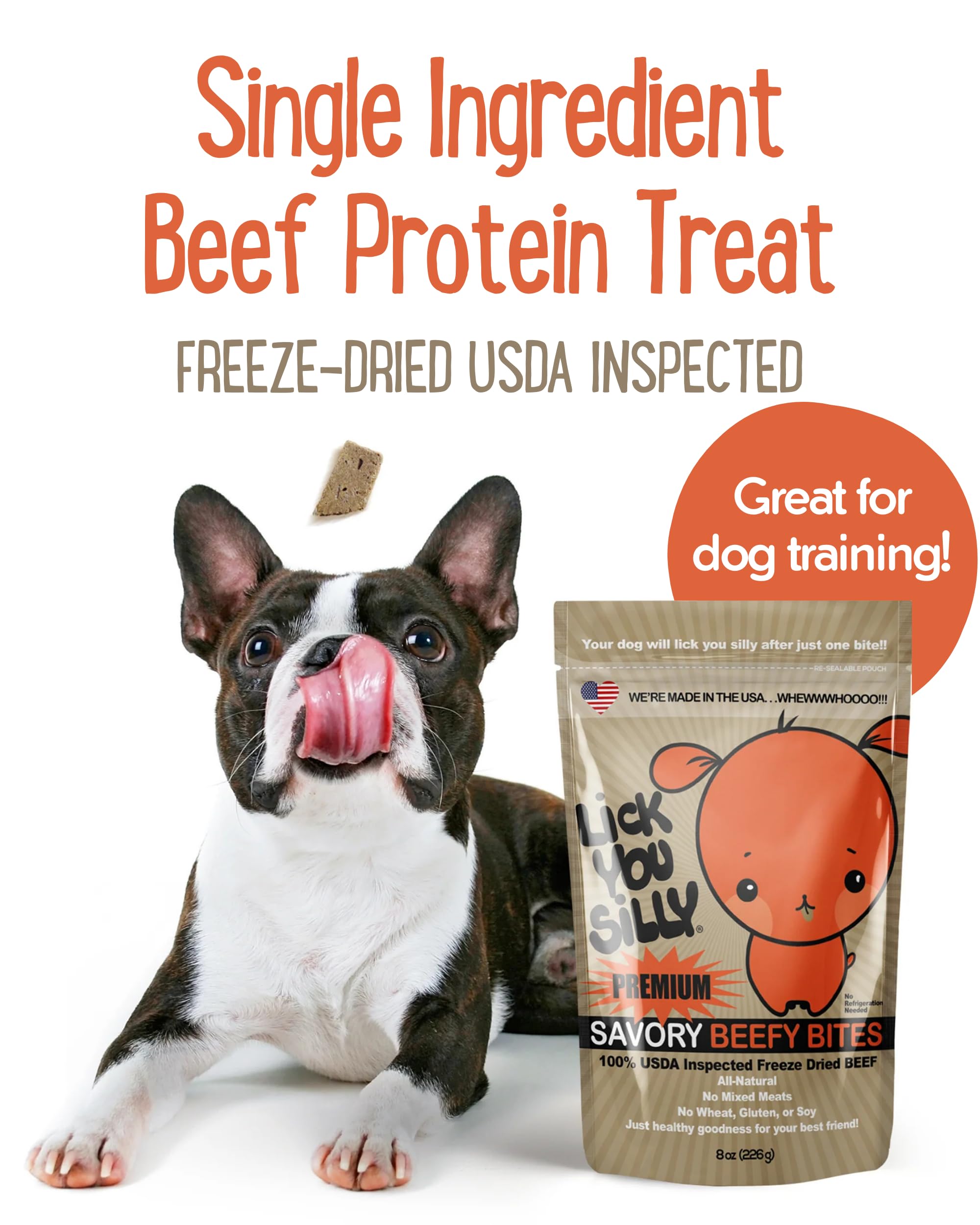 Lick You Silly beef-liver-treats-dog-puppy-snack demonstrates versatile bite-sized training rewards.