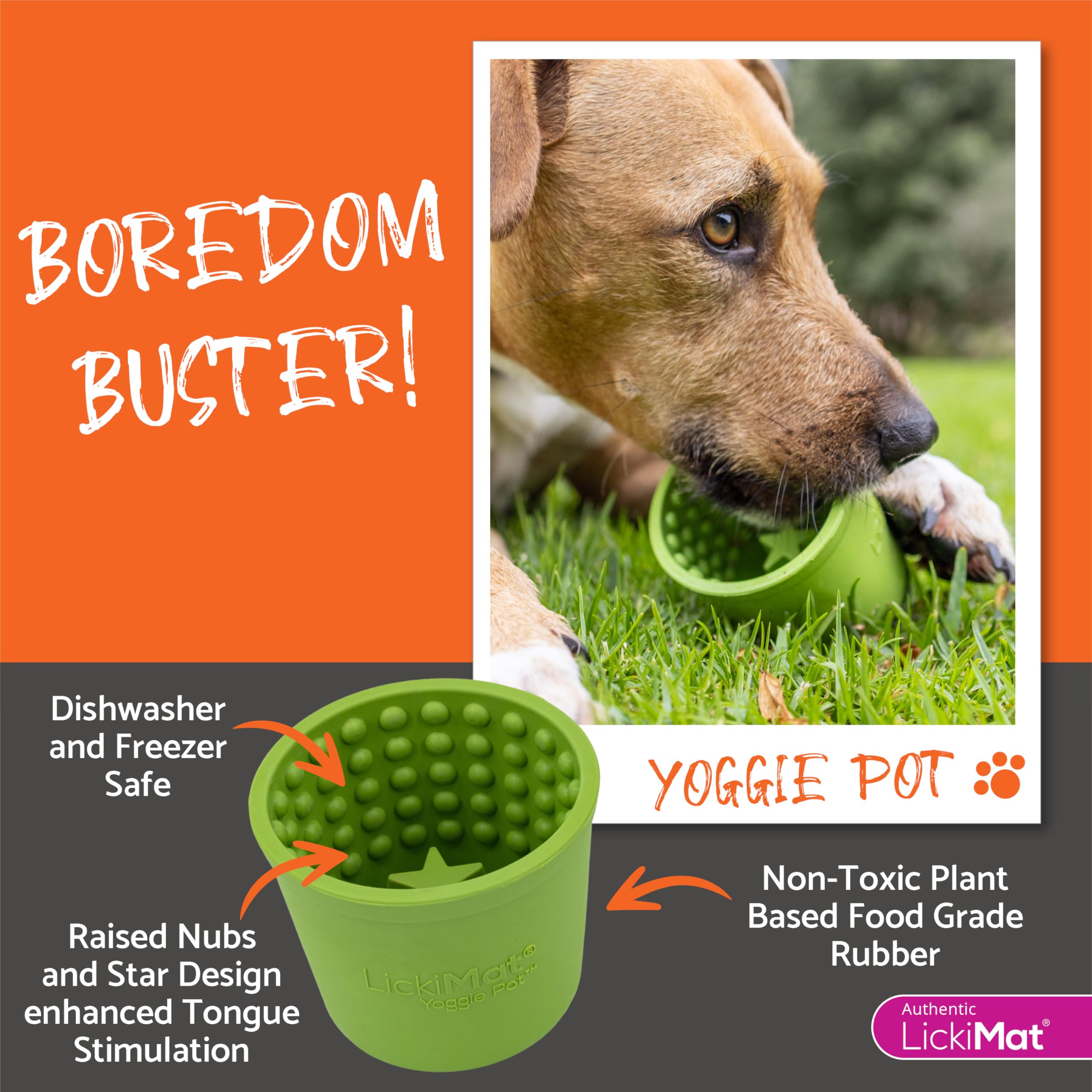 LICKIMAT Yoggie Pot dishwasher, freezer and microwave safe for easy cleanup.
