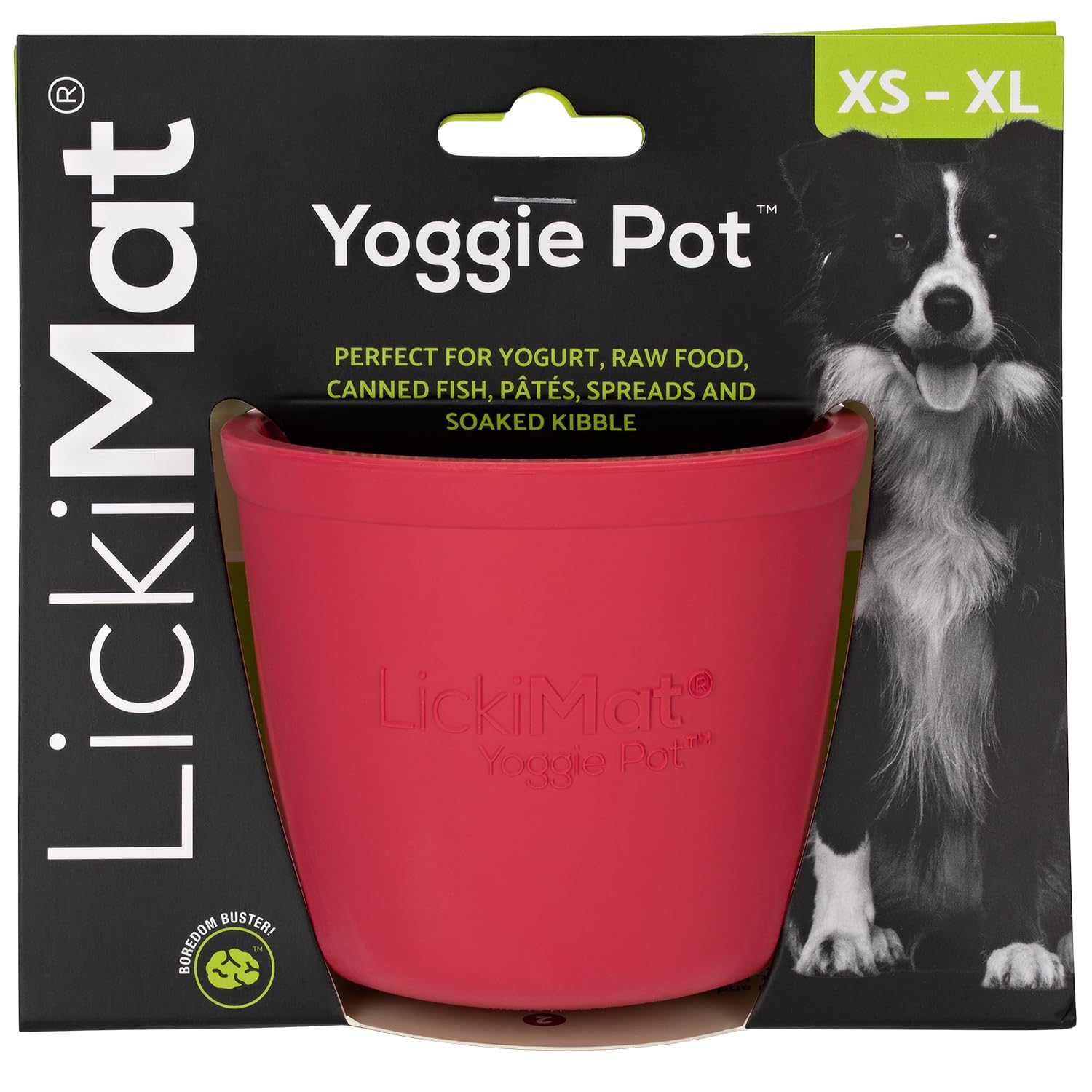 LICKIMAT Yoggie Pot pink distraction design promotes slow feeding and engagement.