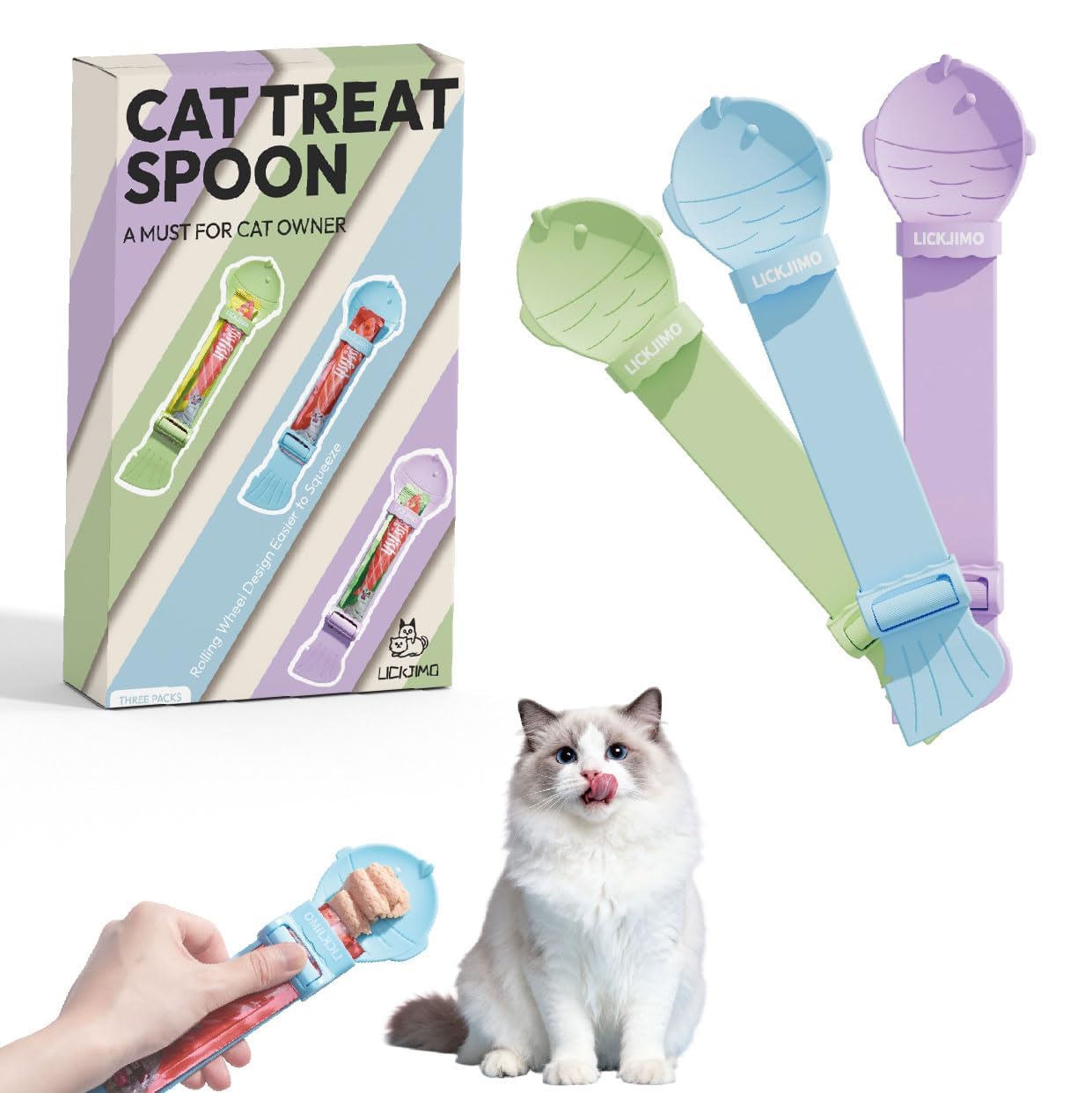 LICKJIMO kitten feeding spoon makes treat sessions calm and controlled