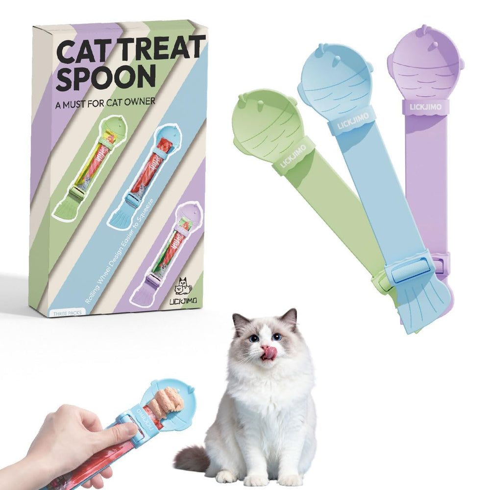 LICKJIMO kitten feeding spoon makes treat sessions calm and controlled
