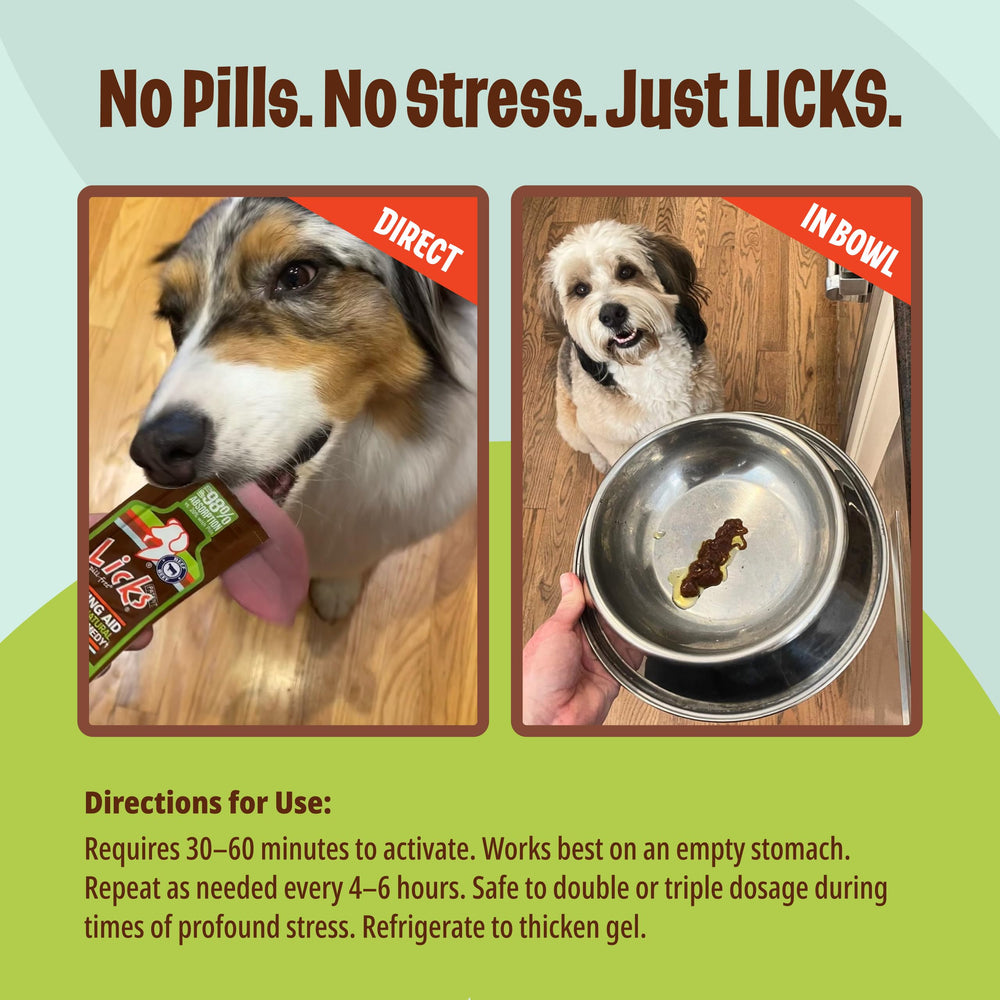 Licks Dog Zen Calming USA-sourced label reflects human-grade ingredients and US production
