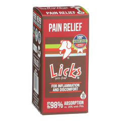 Licks Pill Free gel packets for dog pain relief—easy lickable relief on the go