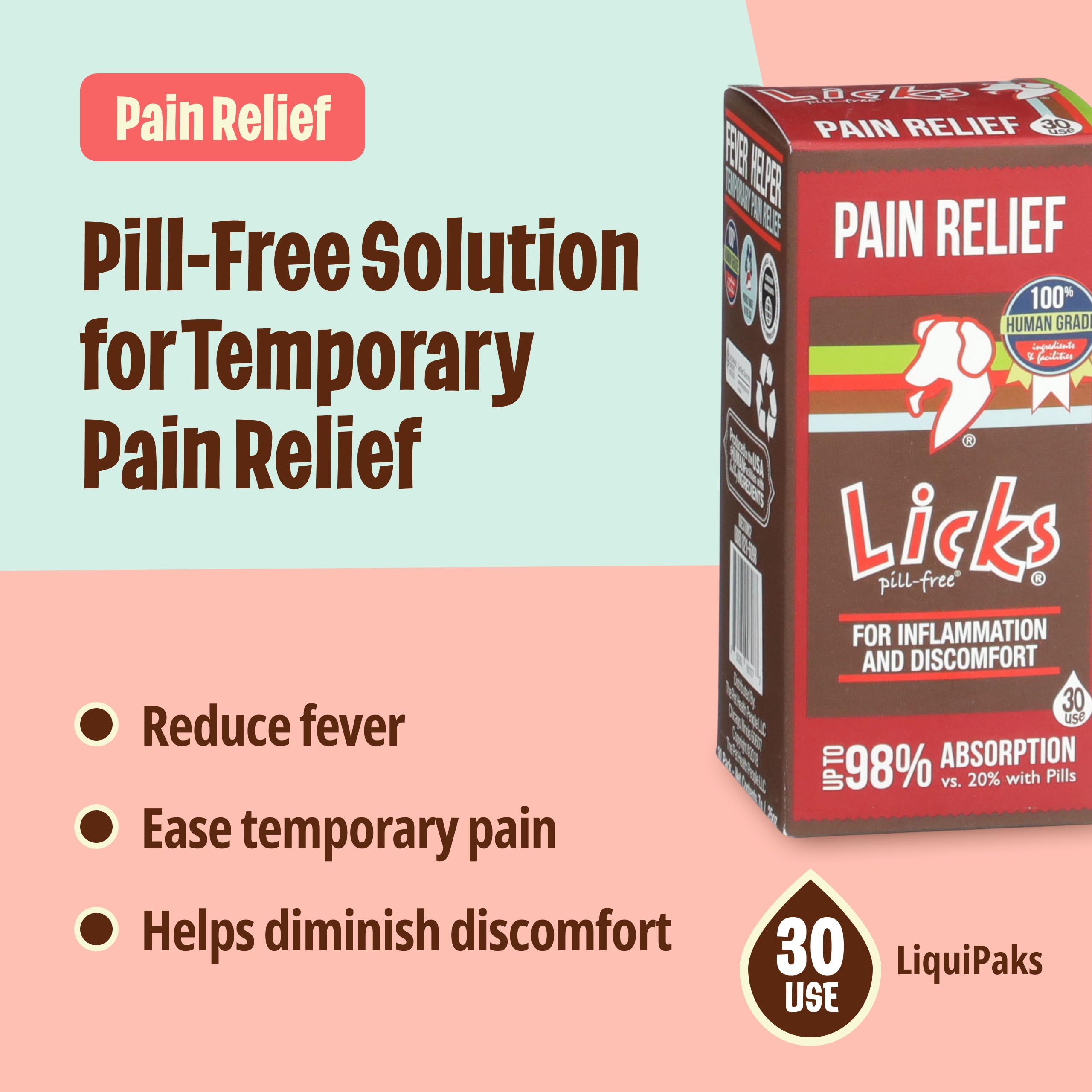 Licks Pill Free inflammation supplement for dogs—liquid formula supports comfort after activity