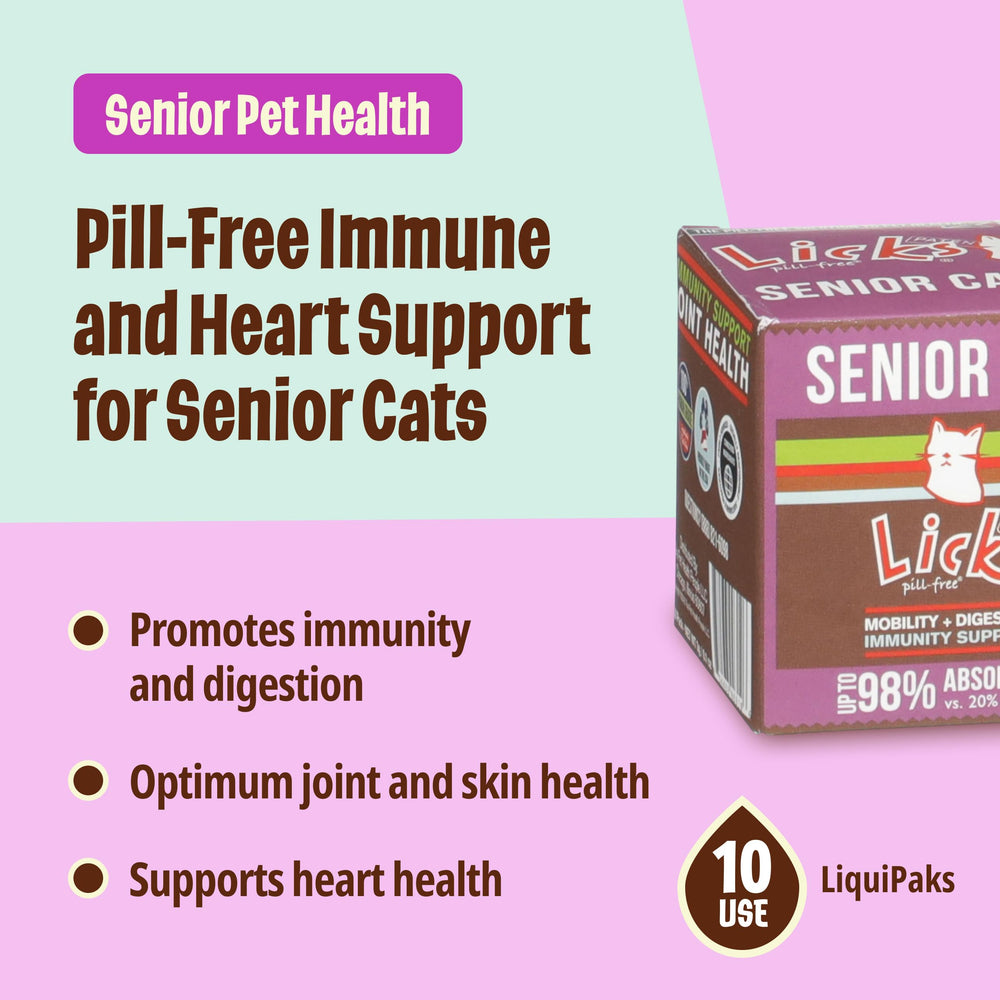 Licks Pill Free senior cat digestion packets support regular digestion during meals