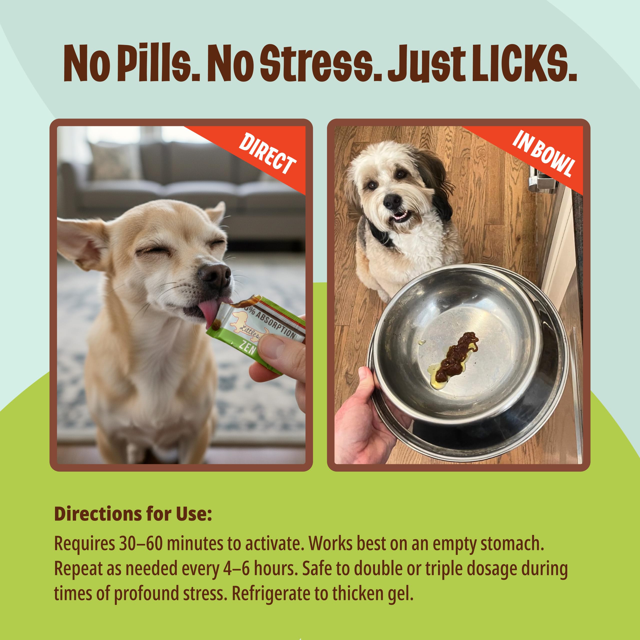 Licks Pill Free Zen refrigerate to thicken the gel for richer consistency