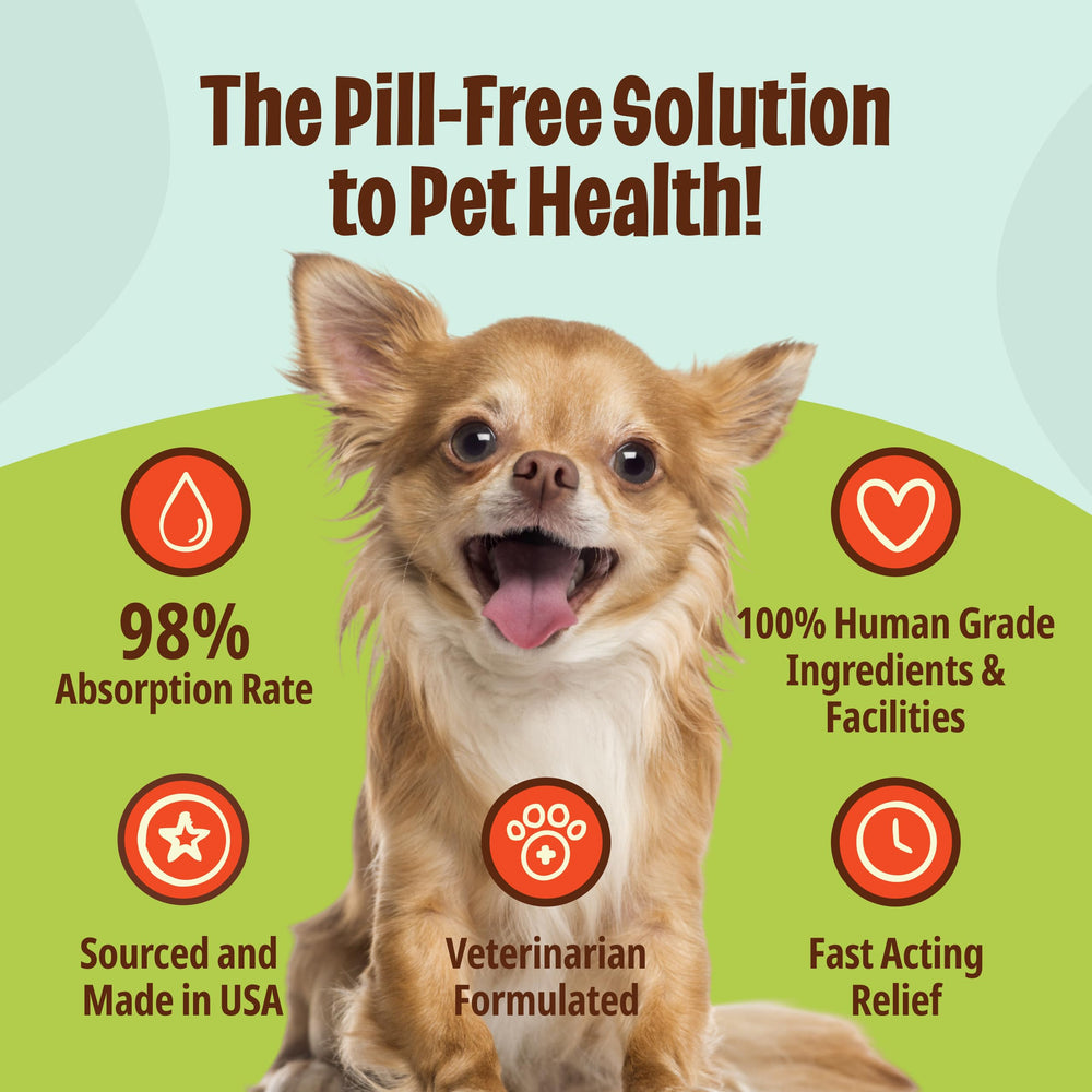 Licks Pill Free Zen stress relief during thunderstorms shown for pets