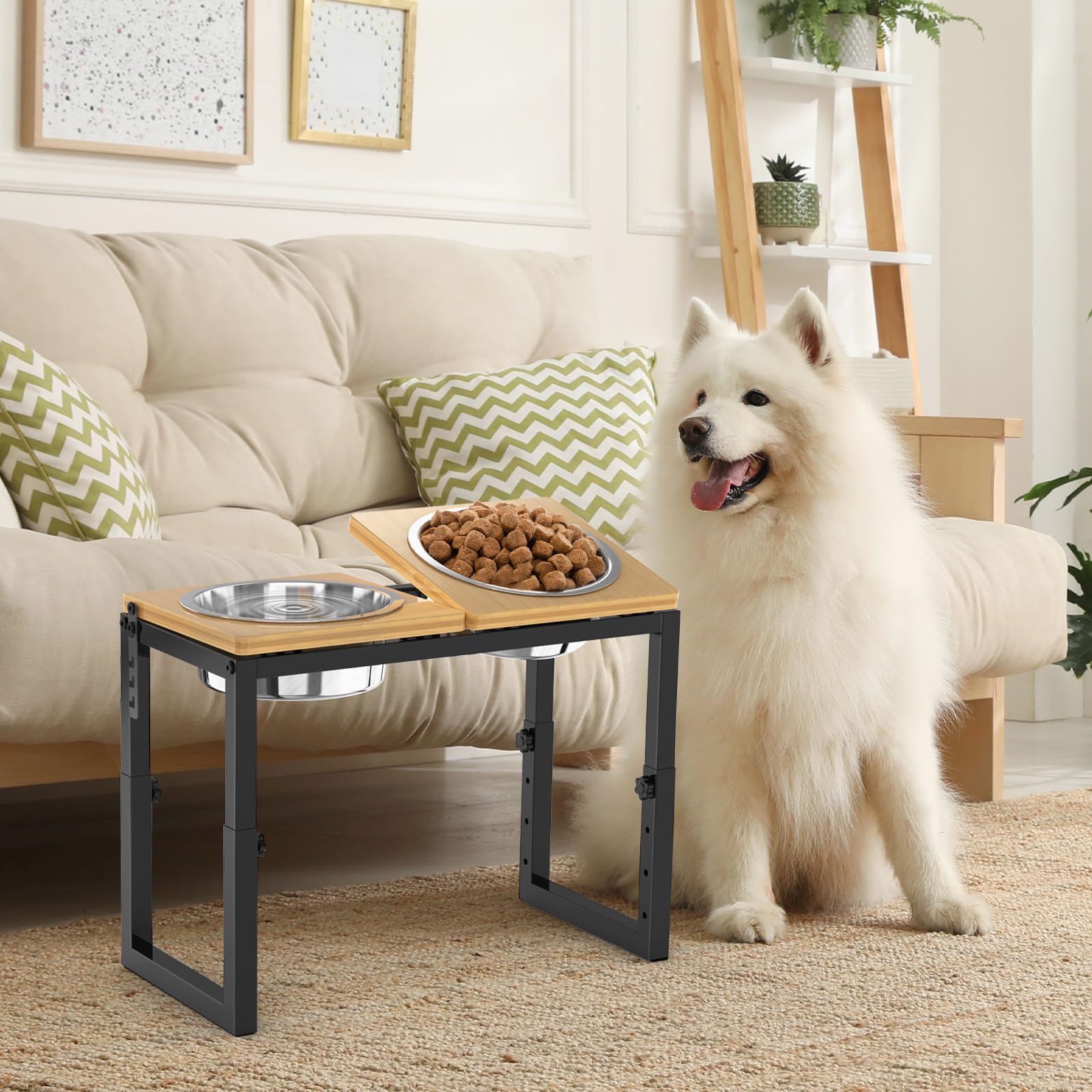 LIDTOP elevated stand supports comfortable dining and reduces spill risk for dogs.