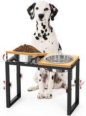 LIDTOP elevated dog bowl stand side view shows ergonomic dining to reduce neck strain.