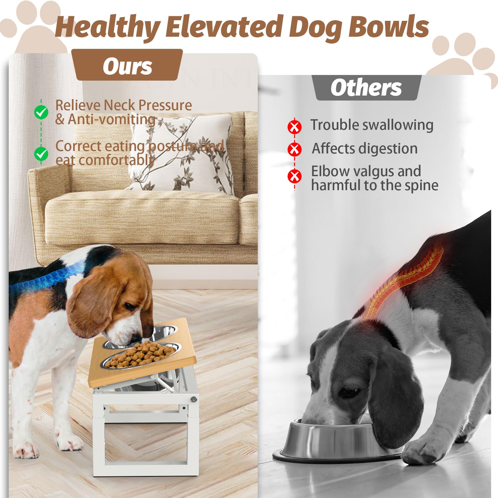 LIDTOP tilt-adjustable dog-bowl-stand demonstrates customizable feeding angle for comfortable neck posture.