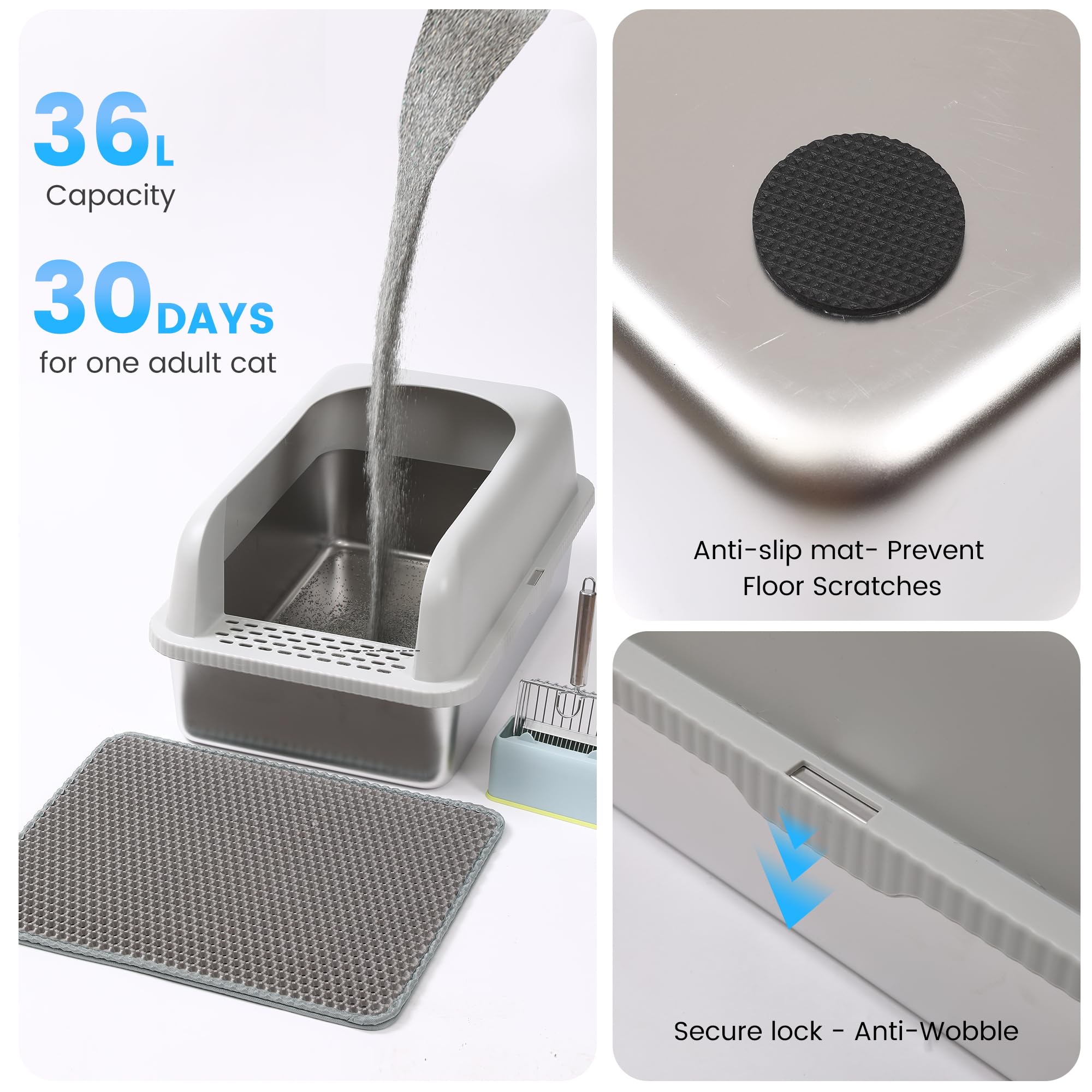 Durable Lietom XL litter box in premium steel