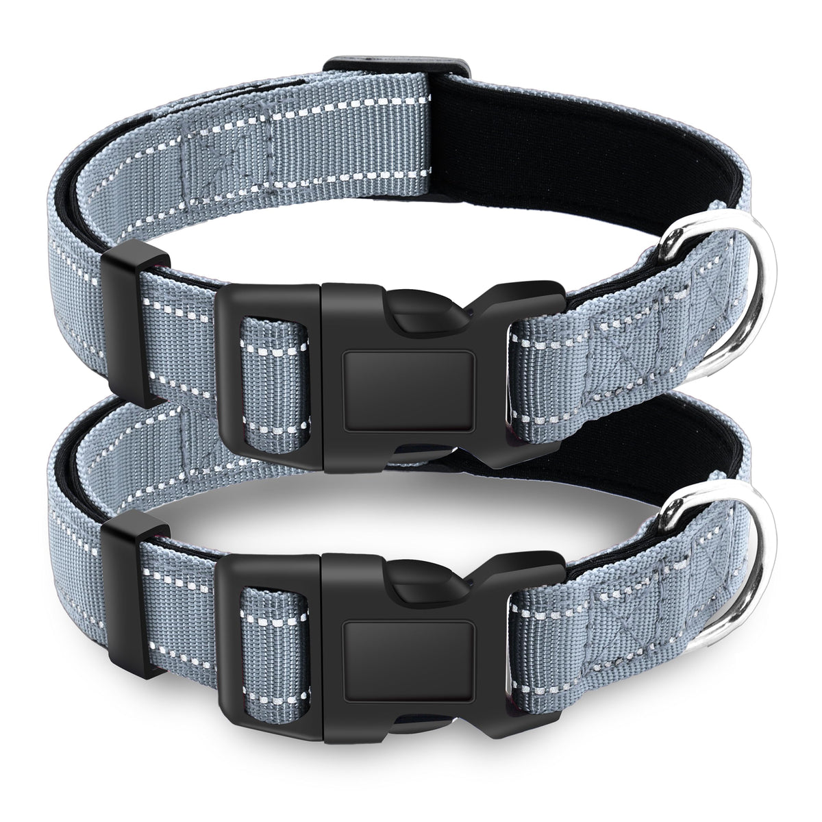 LIEVUIKEN 2-pack reflective dog collar on display, enhances nighttime visibility for walks.