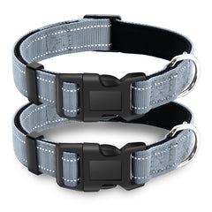 LIEVUIKEN 2-pack reflective dog collar on display, enhances nighttime visibility for walks.