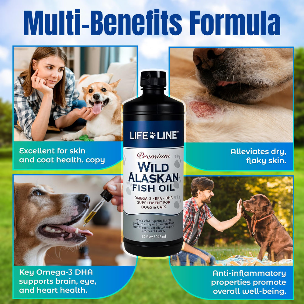 Life Line fish oil for dogs helps coat shine and vitality.