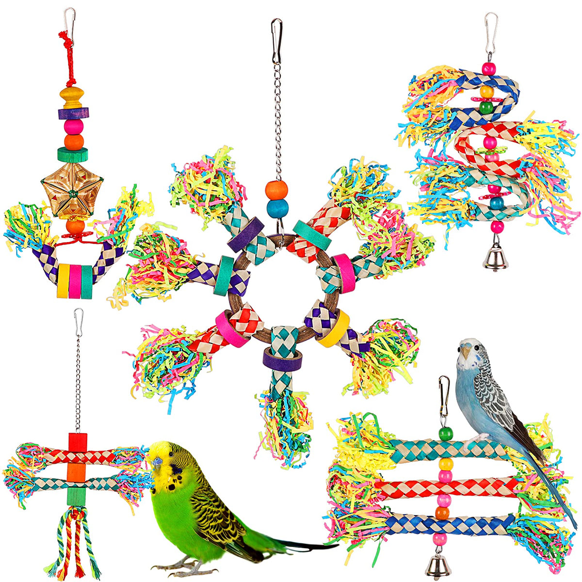 LifeIdeas 5PCS Bird Toys foraging set promotes mental stimulation and active play.
