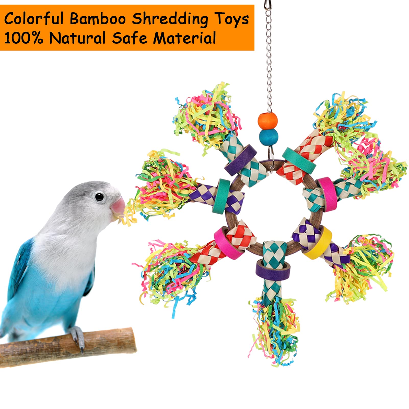LifeIdeas bird toys shredding colorful set engages parrots with chewing and nesting-like play.