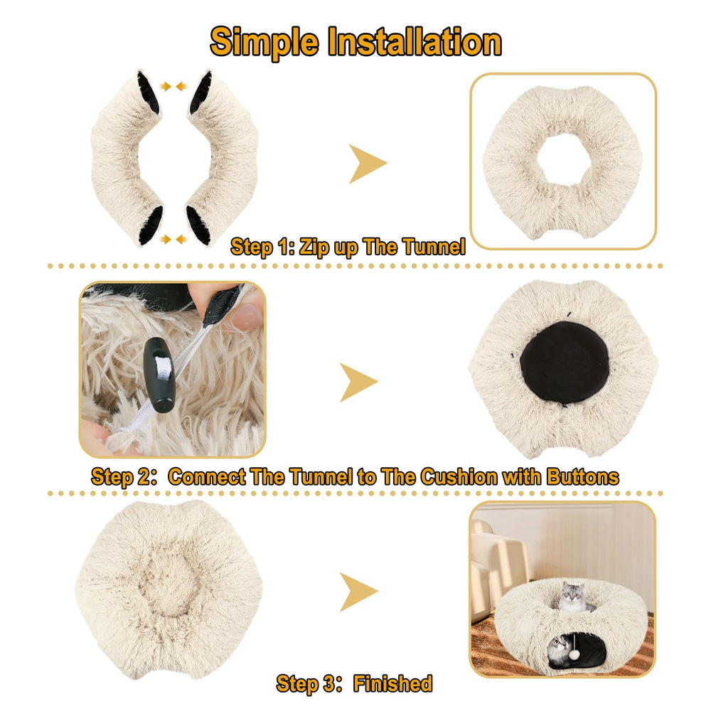 LifeIdeas cat tunnel demonstrates three assembly variants for flexible layouts.