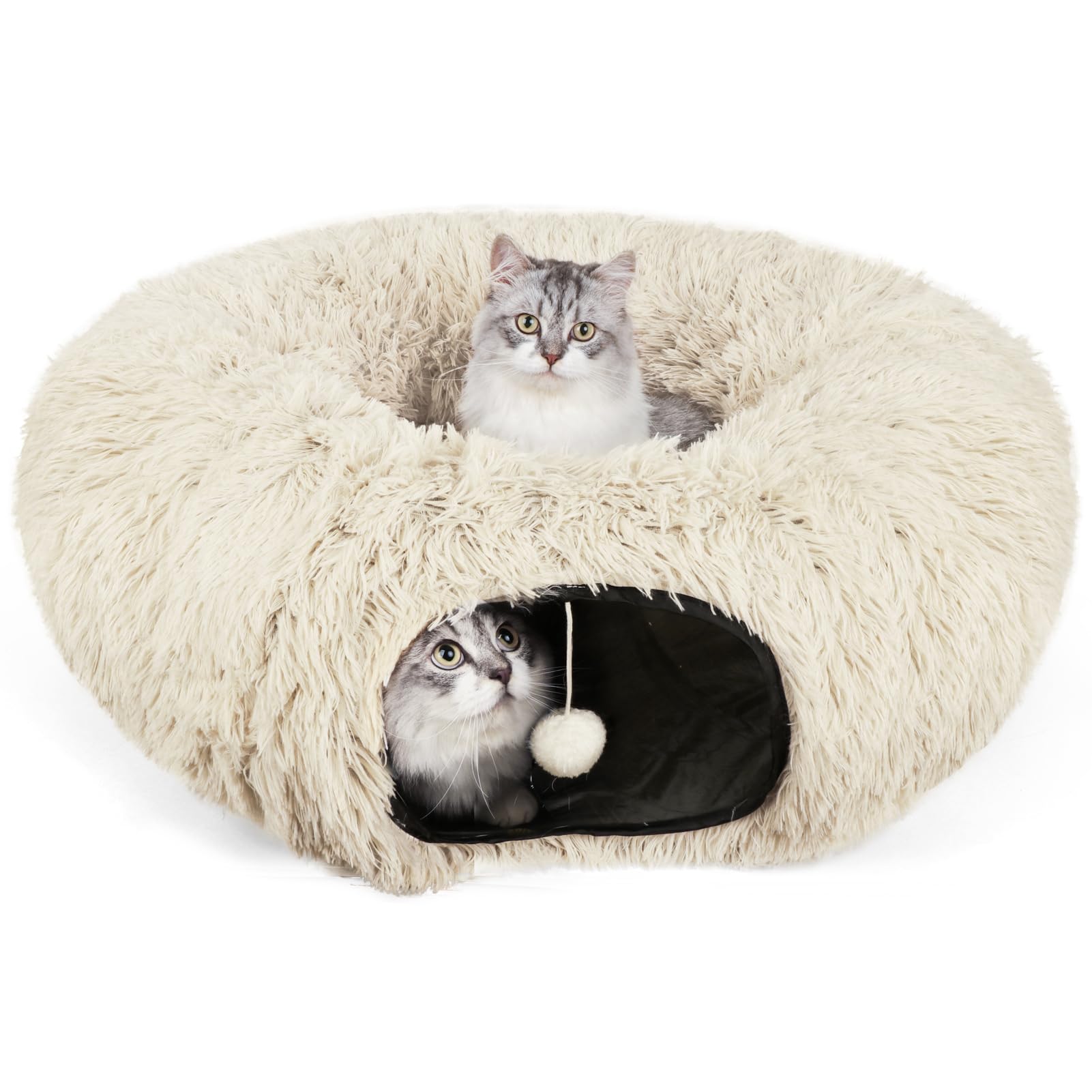 LifeIdeas cat tunnel with fluffy toy balls enhancing interactive play.