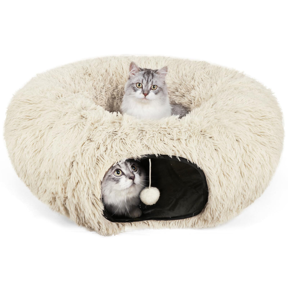 LifeIdeas cat tunnel with fluffy toy balls enhancing interactive play.