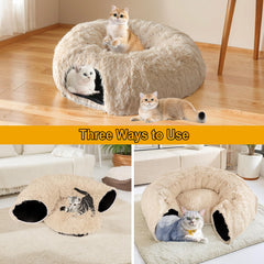 LifeIdeas cat tunnel shows soft plush material for comfy lounging.