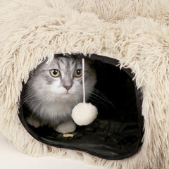 LifeIdeas cat tunnel features removable washable pad for easy cleaning.