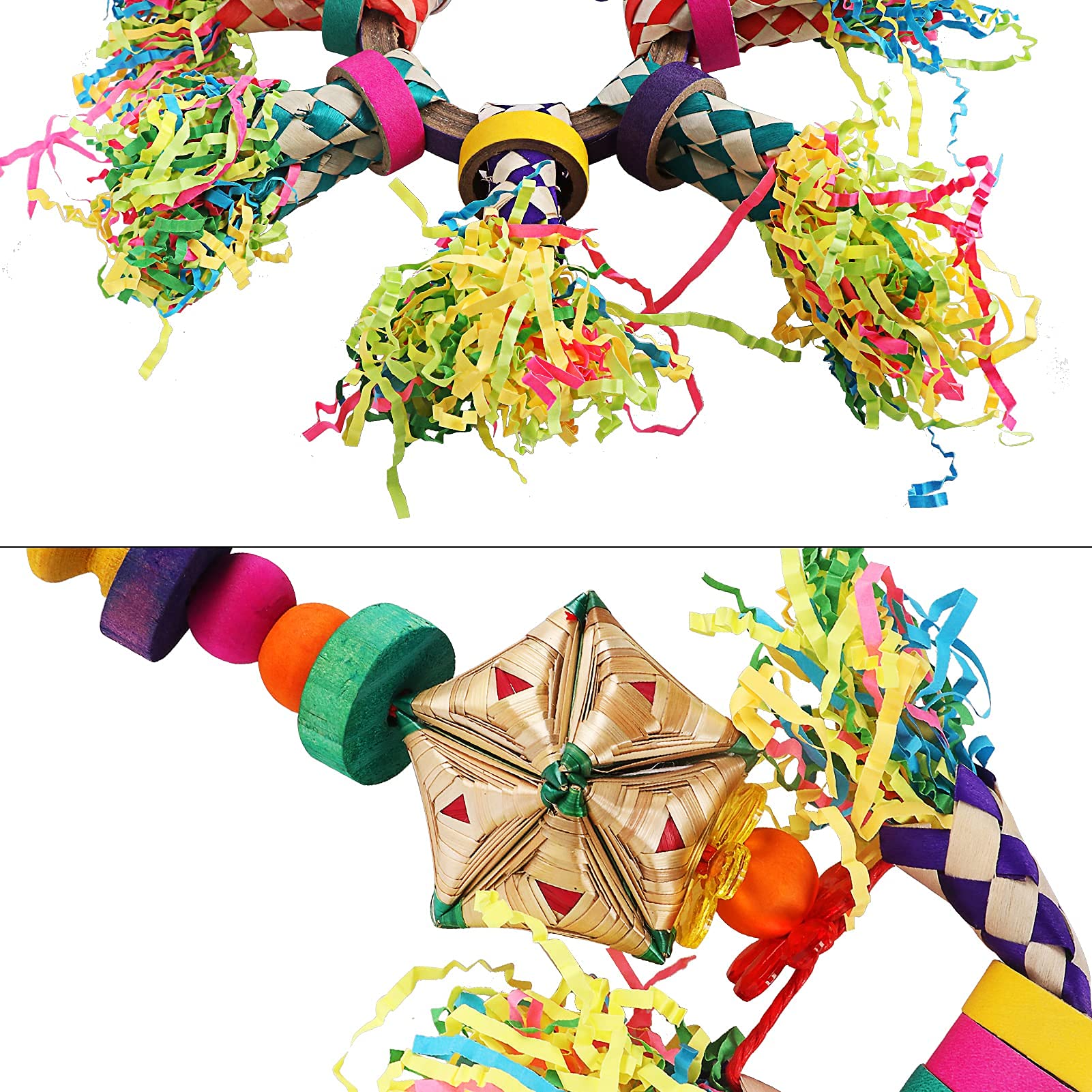 LifeIdeas parrot toys in cage provide varied play areas and enrichment.