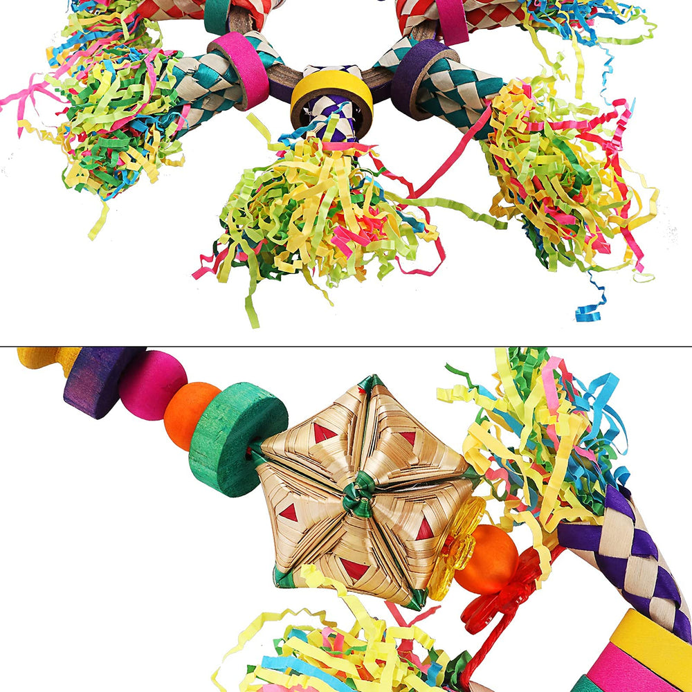 LifeIdeas parrot toys in cage provide varied play areas and enrichment.