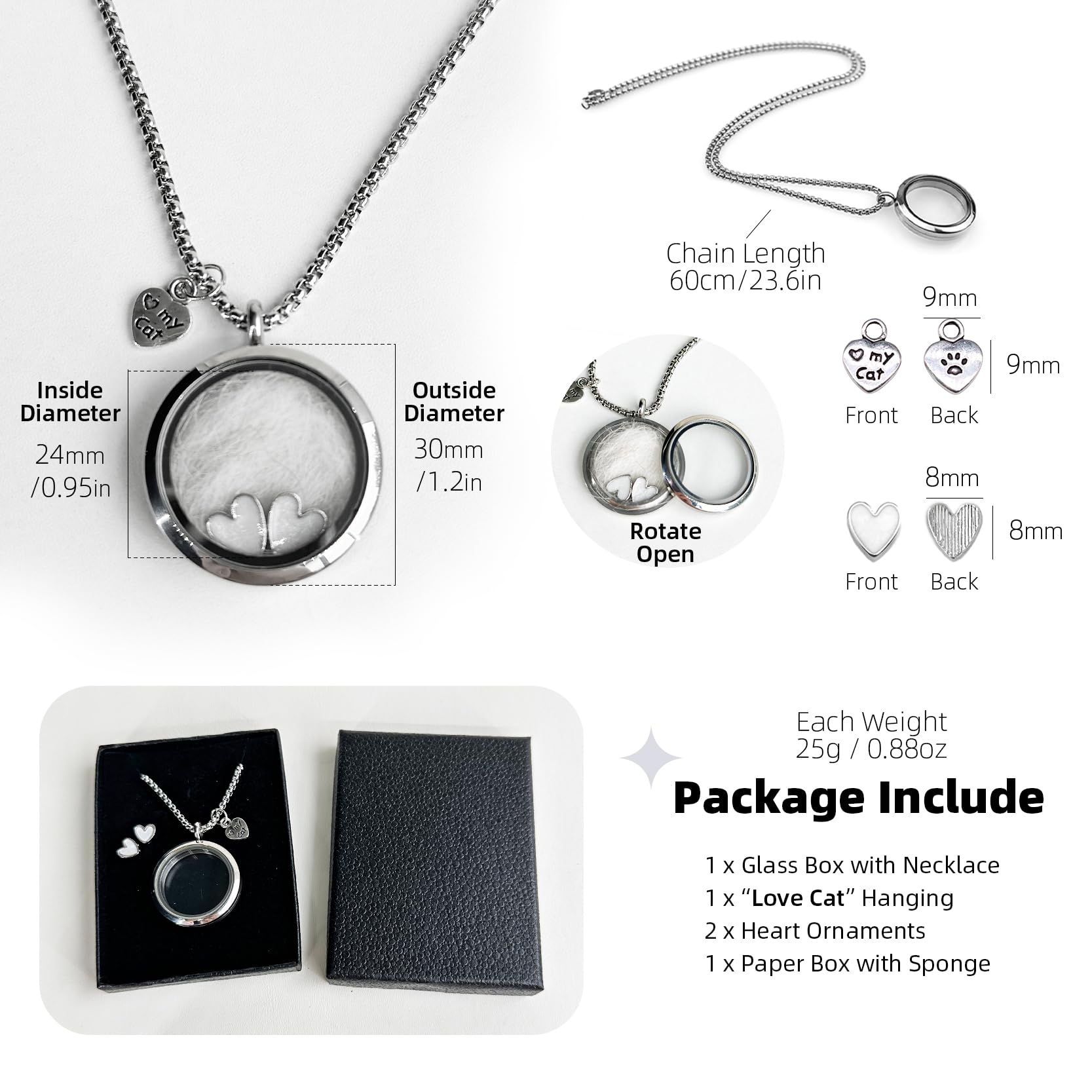 Lifelisa 30mm storage capsule size fits easily with 60cm chain