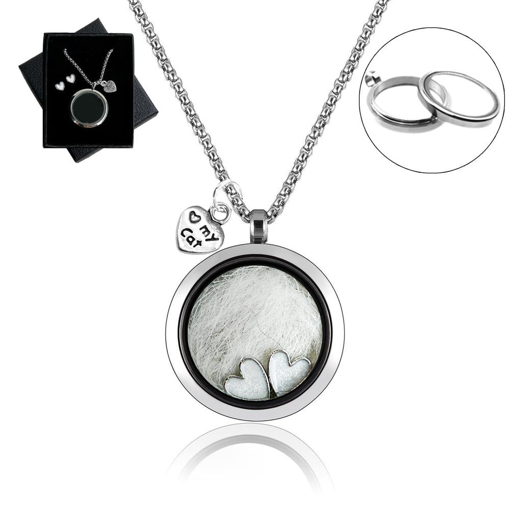 Lifelisa cat fur keepsake necklace glass pendant keeps memory near heart