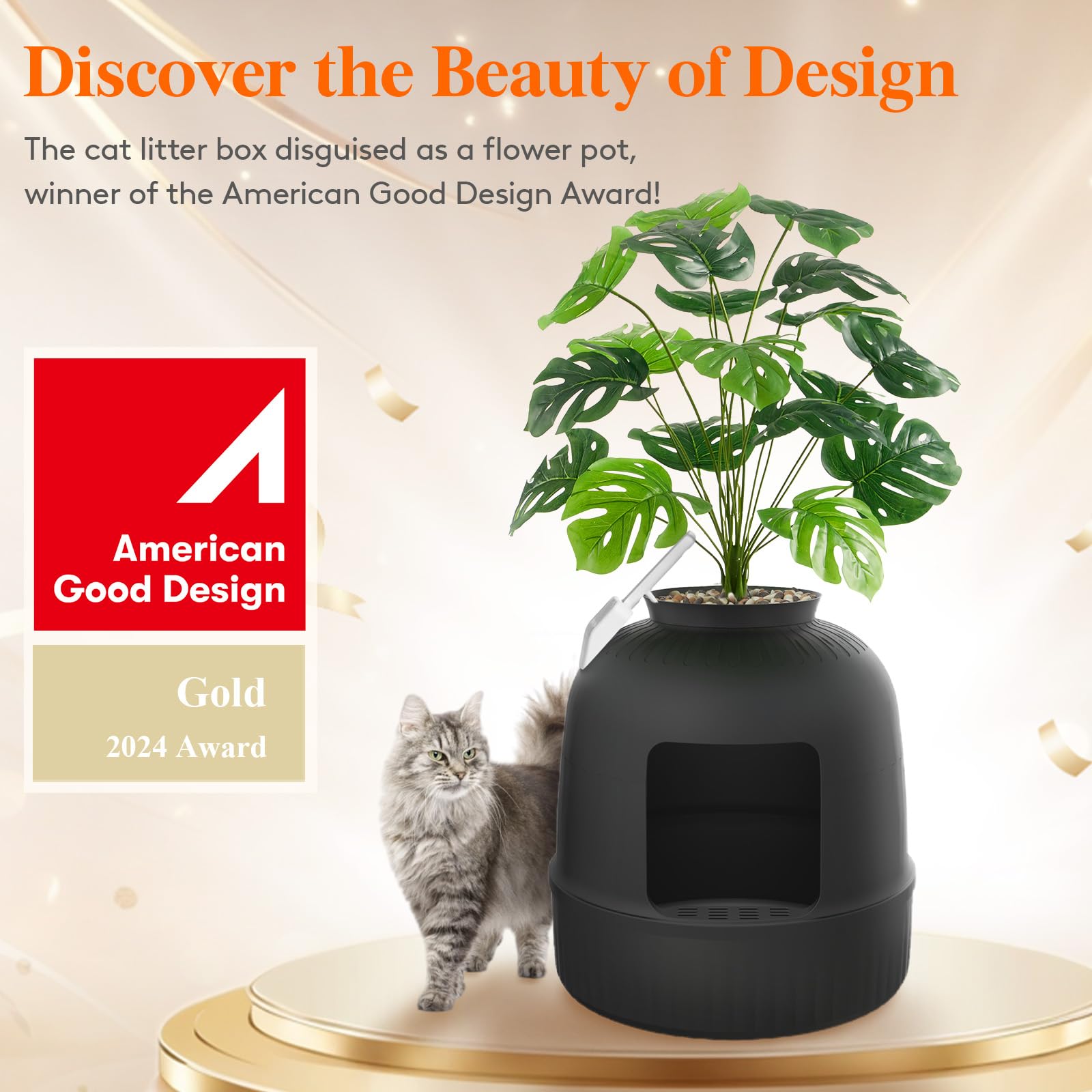 Lifewit hidden litter box carbon filter top demonstrates odor control