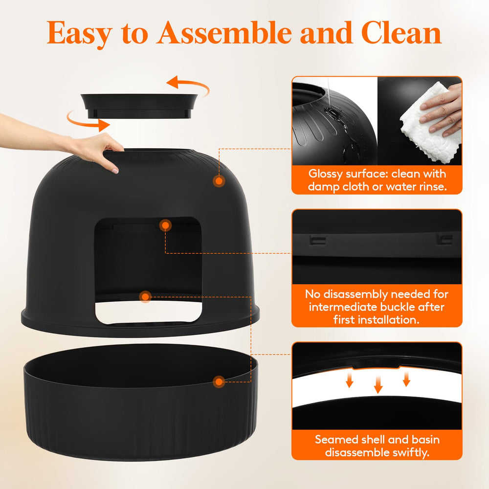 Lifewit hidden litter box bottom basin for clean, liner-free maintenance