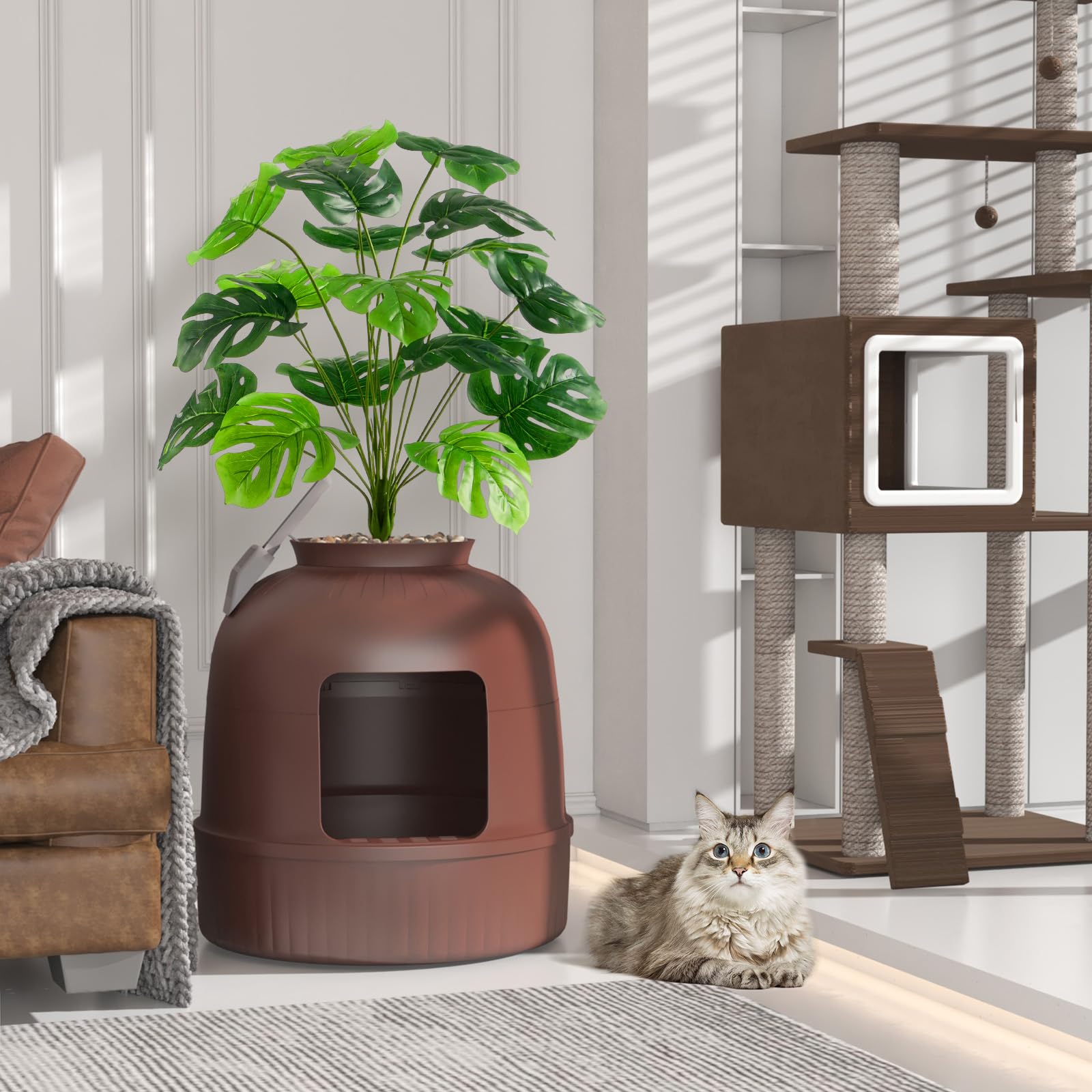 Lifewit litter box bottom-basin for pour-and-clean maintenance.