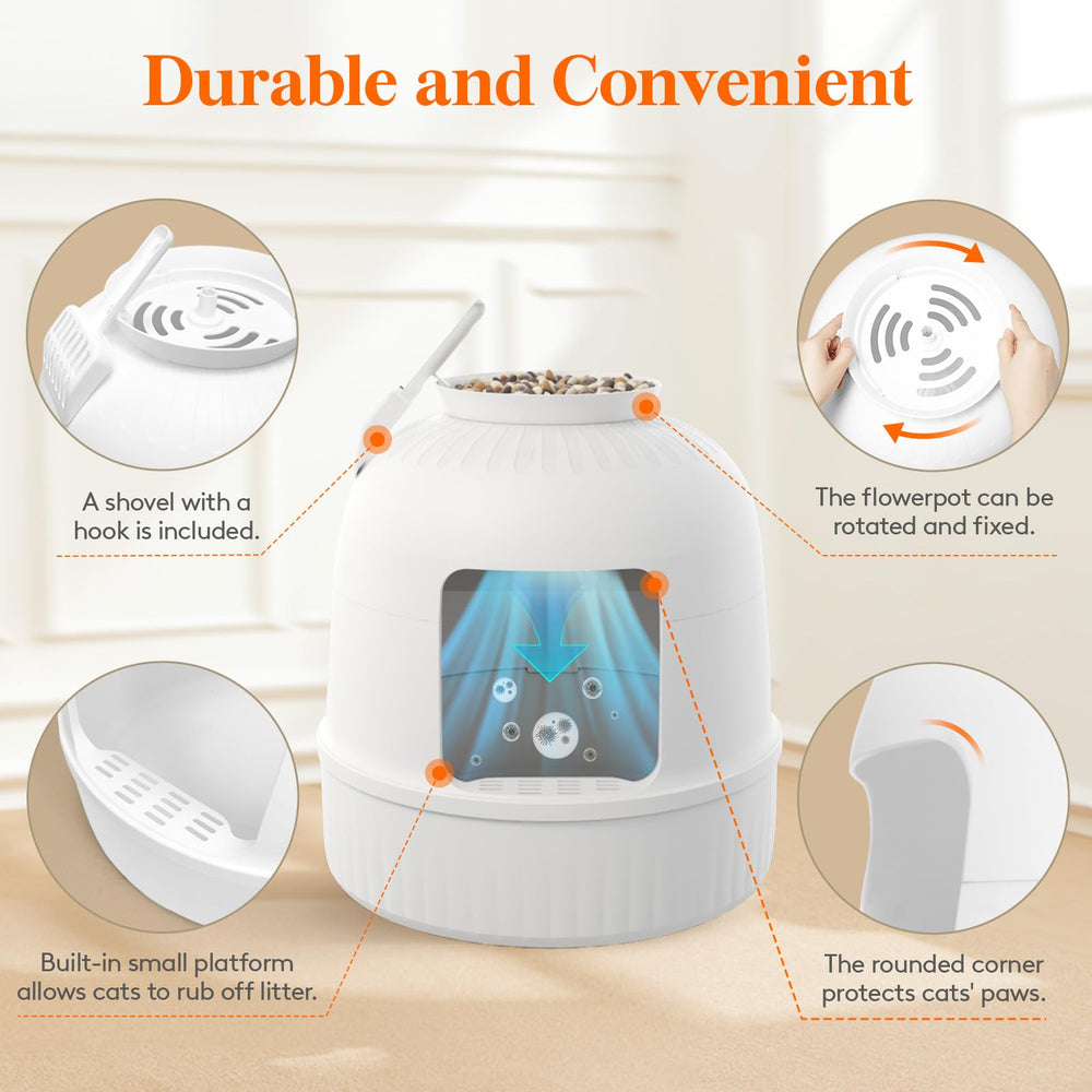 Lifewit litter box closed-bin design keeps litter, dust, and dander contained.