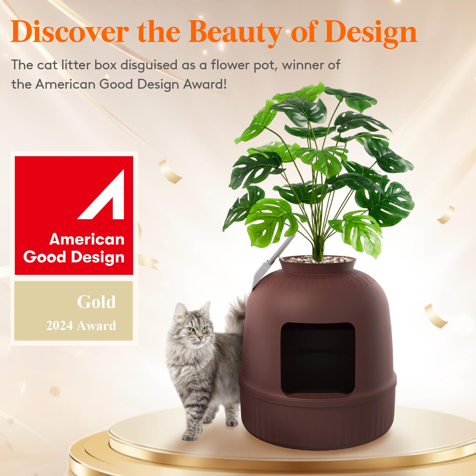 Lifewit litter box hidden flower pot side view shows discreet, space-saving design.