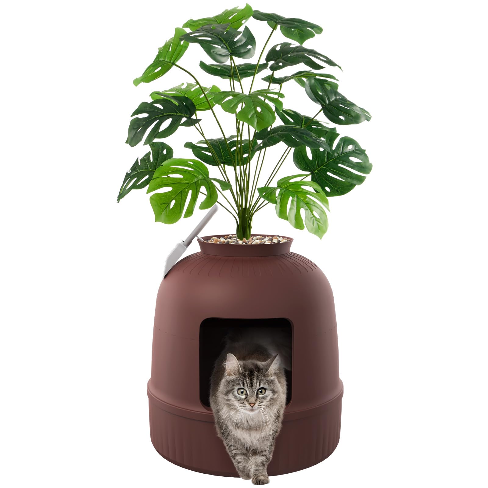 Lifewit litter box hidden flower pot top view blends with decor while concealing waste.