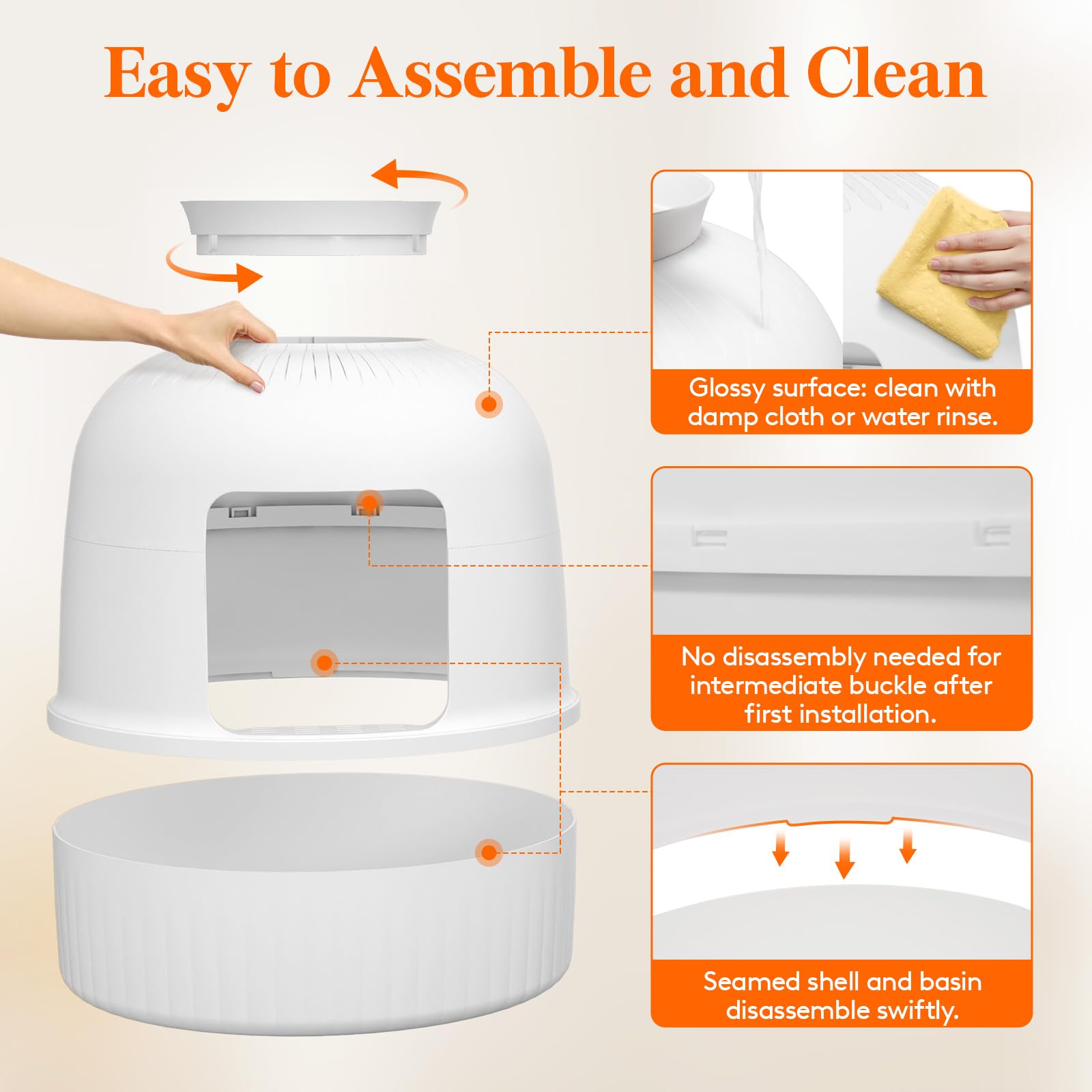 Lifewit litter box low-threshold-entry emphasizes kitten and senior cat accessibility.