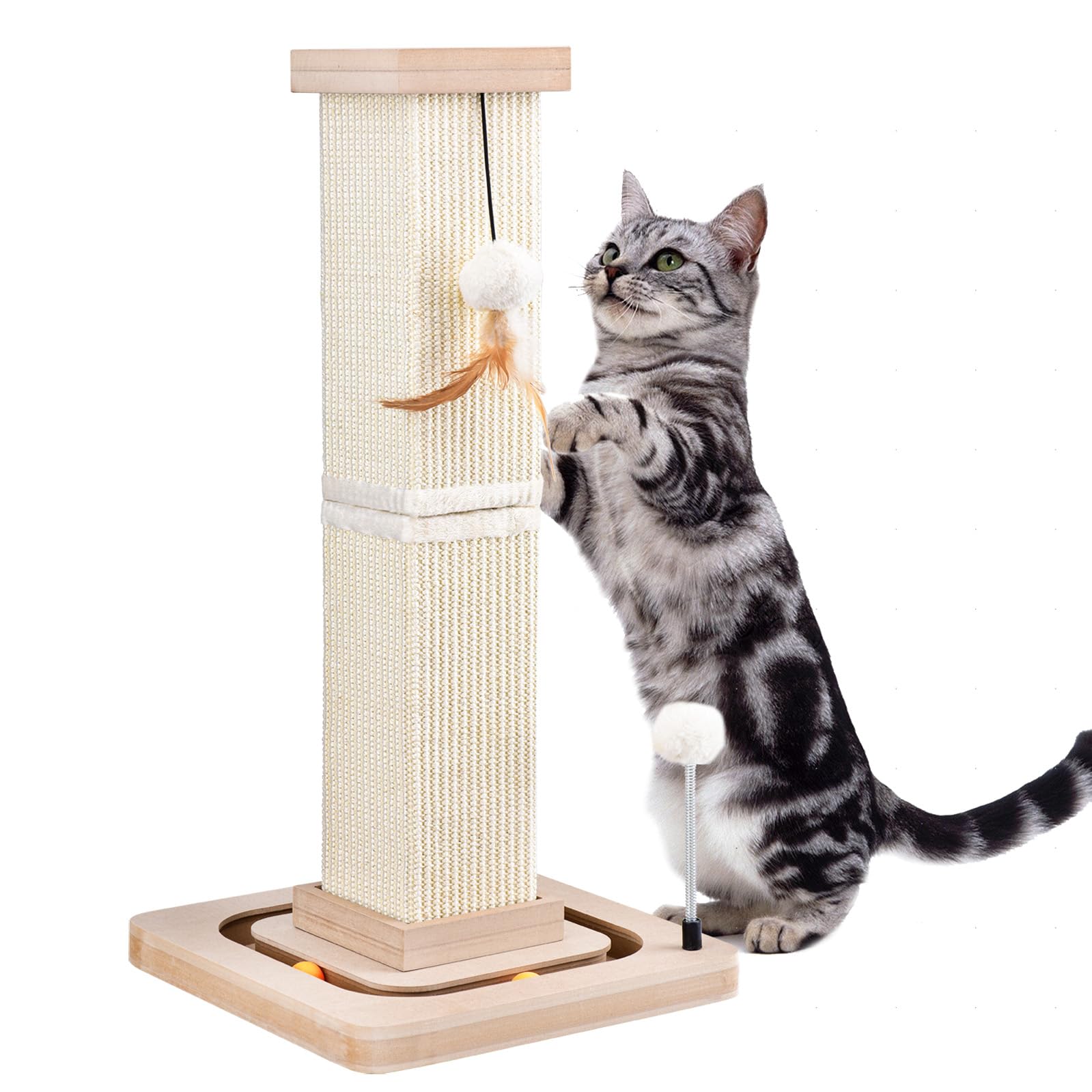 LIFLIX 27in cat scratching post base provides stable support for vertical scratching