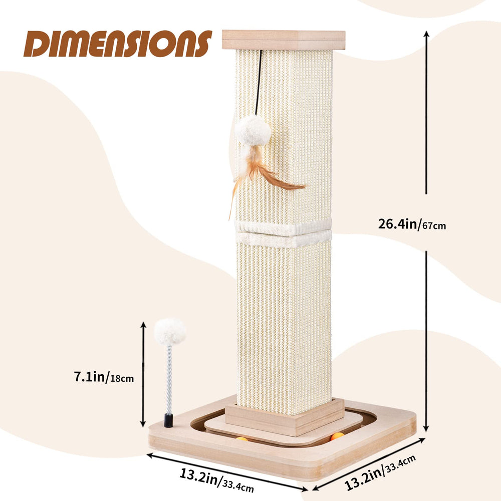 LIFLIX 27in cat scratching post side view shows tall, reach-ready height