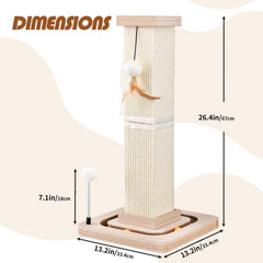 LIFLIX 27in cat scratching post side view shows tall, reach-ready height