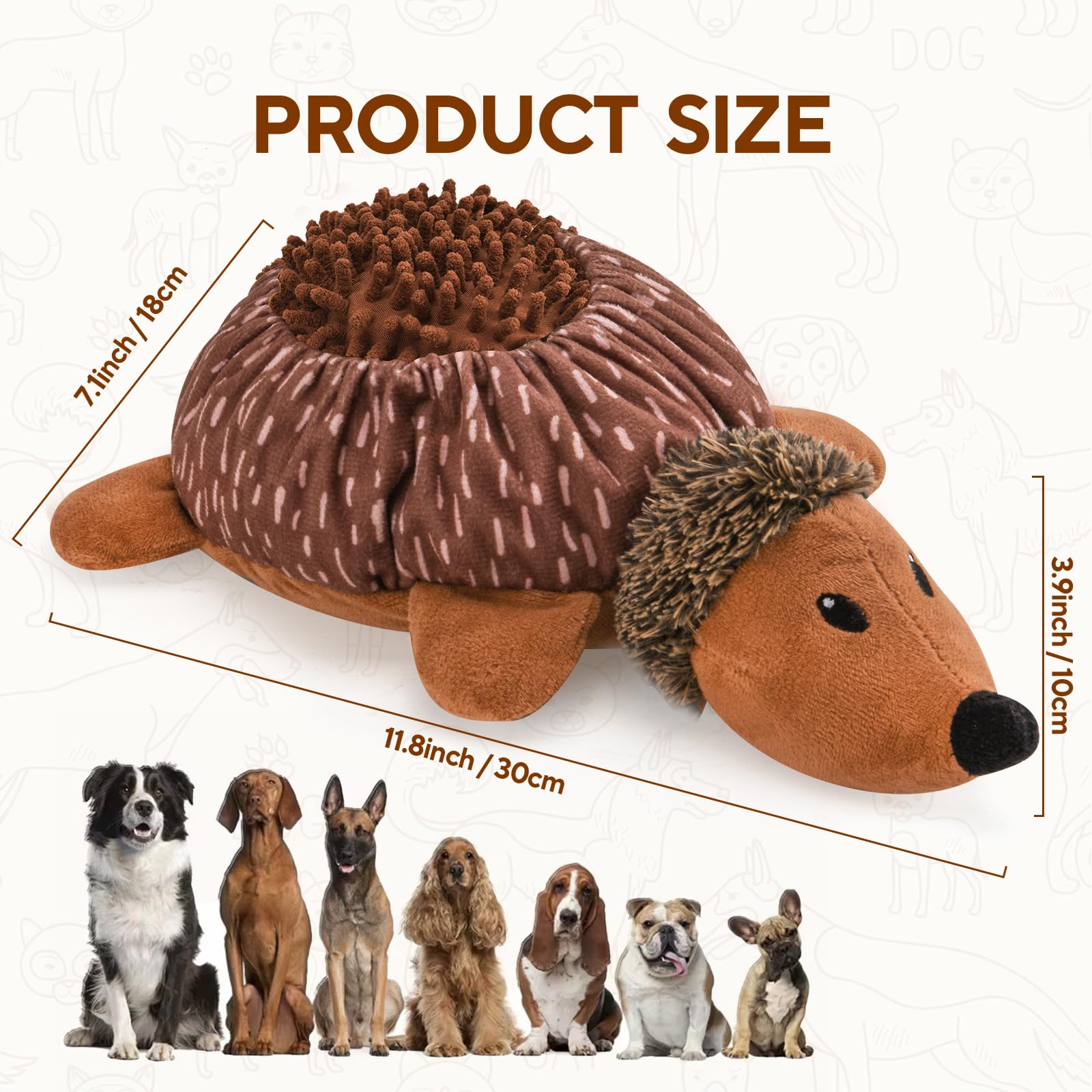 LIFLIX hedgehog dog toy with squeaker engages dogs during play.