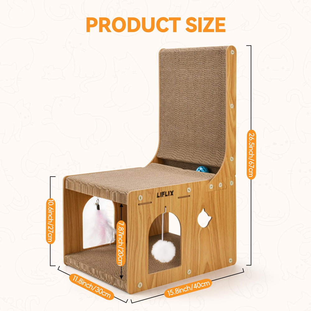 LIFLIX L-Shaped Scratcher corner fit side view demonstrates space-saving design.