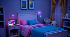 Lightahead artificial aquarium shows three animated fish with bubbles in a soothing setup.